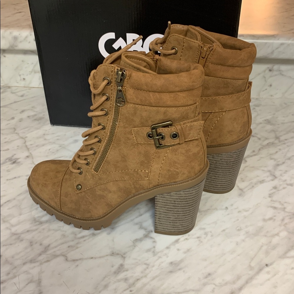 G by Guess Tan Lace-Up high heel Boots W Side Zip Size 8.5 NEW with Box Jaydyn2 - Picture 6 of 10